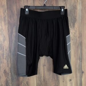 Adidas Black and Gray Baseball Slider Shorts With Cup Slot L